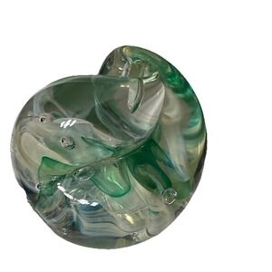 Signed Anton Intaglio Art Glass Paperweight 3.5" Tall